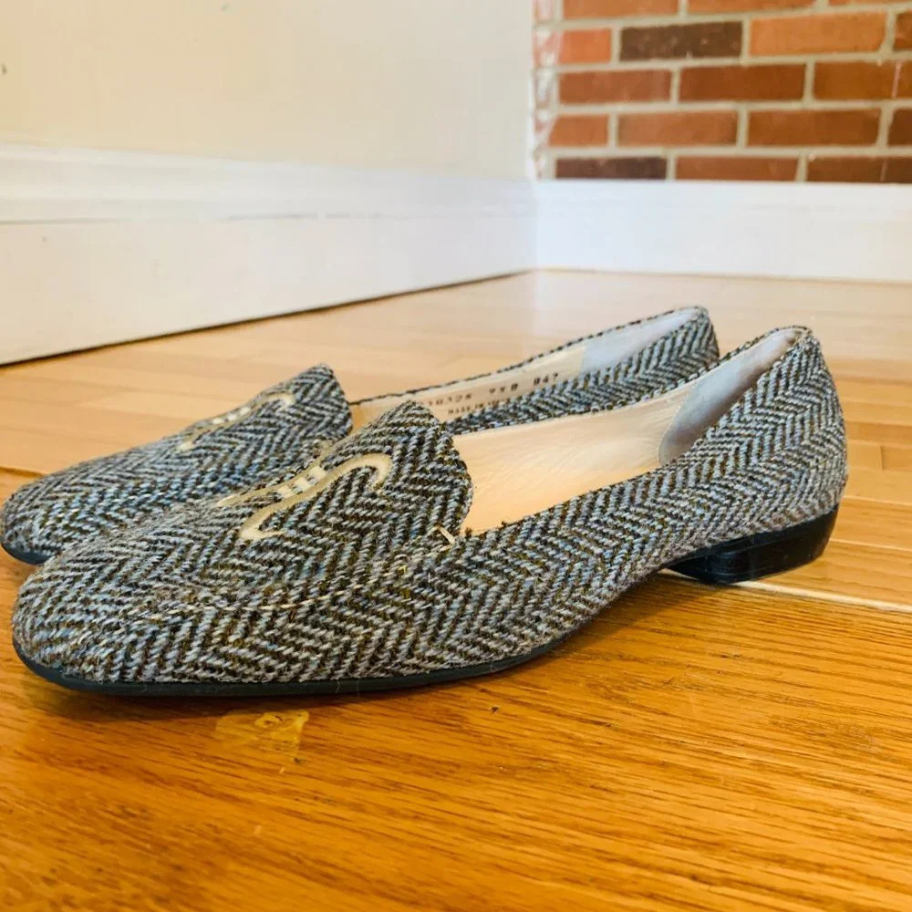 Cole Haan Collection Womens Tweed Loafer Size 9 Blue Brown Made in Italy - Picture 8 of 15